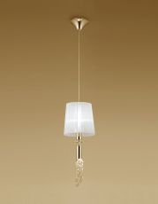 Tiffany Pendant 1+1 Light E27+G9, French Gold With White Shade & Clear Crystal