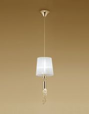 Tiffany 23cm Pendant 1+1 Light E27+G9, French Gold With White Shade & Clear Crystal