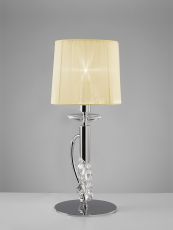 Tiffany Table Lamp 1+1 Light E14+G9, Polished Chrome With Cmozarella Shade & Clear Crystal