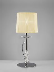 Tiffany Crystal Table Lamp 1+1 Light E14+G9, Polished Chrome With Cream Shade & Clear Crystal