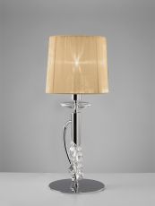 Tiffany Crystal Table Lamp 1+1 Light E14+G9, Polished Chrome With Soft Bronze Shade & Clear Crystal