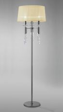 Tiffany Floor Lamp 3+3 Light E27+G9, Polished Chrome With Cream Shade & Clear Crystal