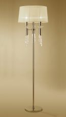 Tiffany Floor Lamp 3+3 Light E27+G9, French Gold With Cream Shade & Clear Crystal