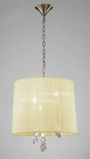 Tiffany Pendant 3+3 Light E14+G9, Antique Brass With Cmozarella Shade & Clear Crystal