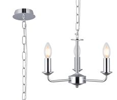 Banyan 3 Light Multi Arm Pendant Without Shade, c/w 1.5m Chain, E14 Polished Chrome