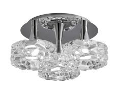 O2 50cm Flush Ceiling 3 Light E27 Large, Polished Chrome