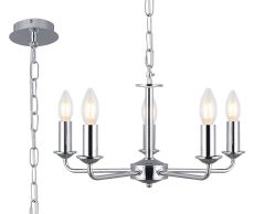 Banyan 45cm 5 Light Multi Arm Pendant Without Shade, c/w 1.5m Chain, E14 Polished Chrome