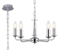 Banyan 5 Light Multi Arm Pendant Without Shade, c/w 1.5m Chain, E14 Polished Chrome