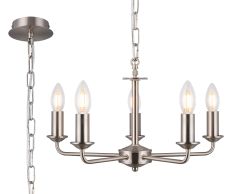 Banyan 45cm 5 Light Multi Arm Pendant Without Shade, c/w 1.5m Chain, E14 Satin Nickel