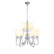 Loewe 2 Tier Pendant 6+3 Light E14, Polished Chrome With Cmozarella Shades