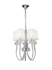 Loewe Slim Pendant 5 Light E14, Polished Chrome With White Shades