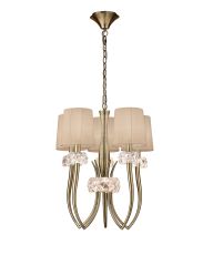 Loewe 50cm Slim Pendant 5 Light E14, Antique Brass With Soft Bronze Shades