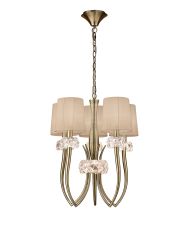 Loewe Slim Pendant 5 Light E14, Antique Brass With Soft Bronze Shades