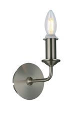 Banyan 1 Light Switched Wall Lamp Without Shade, E14 Satin Nickel