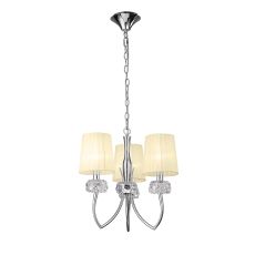 Loewe Pendant 3 Light E14, Polished Chrome With Cream Shades