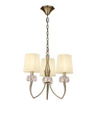 Loewe Pendant 3 Light E14, Antique Brass With Cmozarella Shades