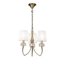 Loewe Pendant 3 Light E14, Antique Brass With White Shades (4733)