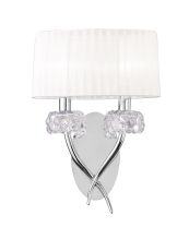 Loewe Wall Lamp Switched 2 Light E14, Polished Chrome With White Shade