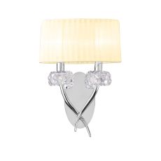 Loewe Wall Lamp Switched 2 Light E14, Polished Chrome With Cream Shade