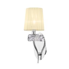 Loewe Wall Lamp Switched 1 Light E14, Polished Chrome With Cream Shade