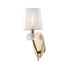 Loewe Wall Lamp Switched 1 Light E14, Antique Brass With White Shade