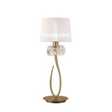 Loewe Table Lamp 1 Light E27 Large, Antique Brass With White Shade (4736)