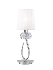 Loewe Table Lamp 1 Light E14 Small, Polished Chrome With White Shade