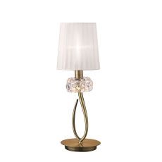 Loewe Table Lamp 1 Light E14 Small, Antique Brass With White Shade (4737)