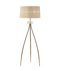 Loewe Floor Lamp 3 Light E27, Antique Brass With Soft Bronze Shade