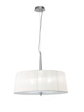 Loewe Single Pendant 3 Light E27, Polished Chrome With White Shade