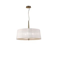 Loewe 55cm Single Pendant 3 Light E27, Antique Brass With White Shade (4739)