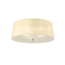 Loewe Flush Ceiling 3 Light E27, Polished Chrome With Cream Shade