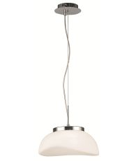 Opal Pendant 1 Light E27, Polished Chrome/Frosted White Glass