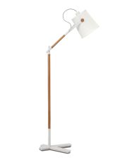 Nordica Floor Lamp With White Shade 1 Light E27, Matt White/Beech With Ivory White Shade