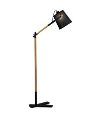 Nordica Floor Lamp With Black Shade 1 Light E27, Matt Black/Beech With Black Shade