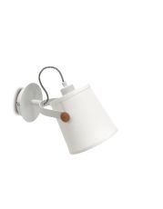 Nordica Wall Lamp With White Shade 1 Light E27, Matt White/Beech With Ivory White Shade
