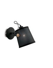 Nordica Wall Lamp With Black Shade 1 Light E27, Matt Black/Beech With Black Shade
