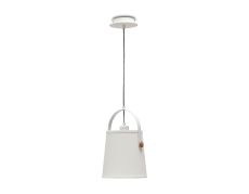 Nordica 20cm Pendant With White Shade 1 Light E27, Matt White/Beech With Ivory White Shade