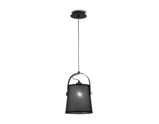 Nordica Pendant With Black Shade 1 Light E27, Matt Black/Beech With Black Shade