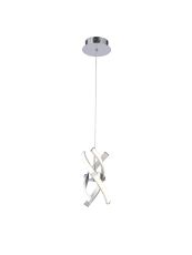 Espirales Pendant 1 Light 12W LED 3000K, 840lm, Silver/Frosted Acrylic/Polished Chrome, 3yrs Warranty
