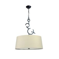 Argi Pendant 3 Light E27 Round With Taupe Shades Brown Oxide