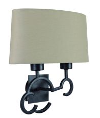 Argi Wall Lamp 2 Light E27 With Taupe Shade Brown Oxide