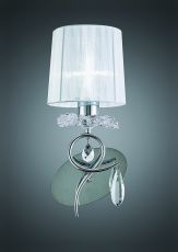 Louise Wall Lamp 1 Light E27 With White Shade Polished Chrome / Clear Crystal