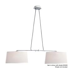 Habana Linear Pendant 2 Light With Adjustable Body WITHOUT SHADE E27, Matt White/Polished Chrome