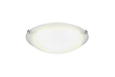 Cgiovanny 2 Light E27 Flush Ceiling 300mm Round, Polished Chrome With Frosted Alabaster Glass