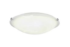 Chester 2 Light E27 Flush Ceiling 40cm Round, Polished Chrome With Frosted Alabaster Glass