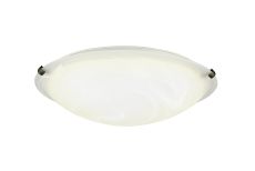 Cgiovanny 3 Light E27 Flush Ceiling 400mm Round, Black/Gold With Frosted Alabaster Glass