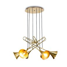 Jazz Pendant, 88cm Round, 6 x E27 (Max 20W), Polished Gold