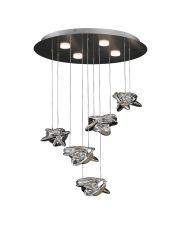 Nido Pendant 62cm Round 5 + 4 Lights 30W + 20W LED 3000K, 4000lm, Chrome, 3yrs Warranty