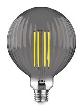 Classic Style LED Globe 120mm E27 Dimmable 6.5W 2100K Extra Warm White, 400lm, Smoke Ripple Glass, 3yrs Warranty